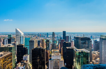 MANHATTAN, NEW YORK CITY. Manhattan skyline and skyscrapers aerial view.