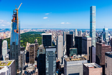 Naklejka premium MANHATTAN, NEW YORK CITY. Manhattan skyline and skyscrapers aerial view.
