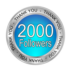 2000 Followers Thank you - 3D illustration
