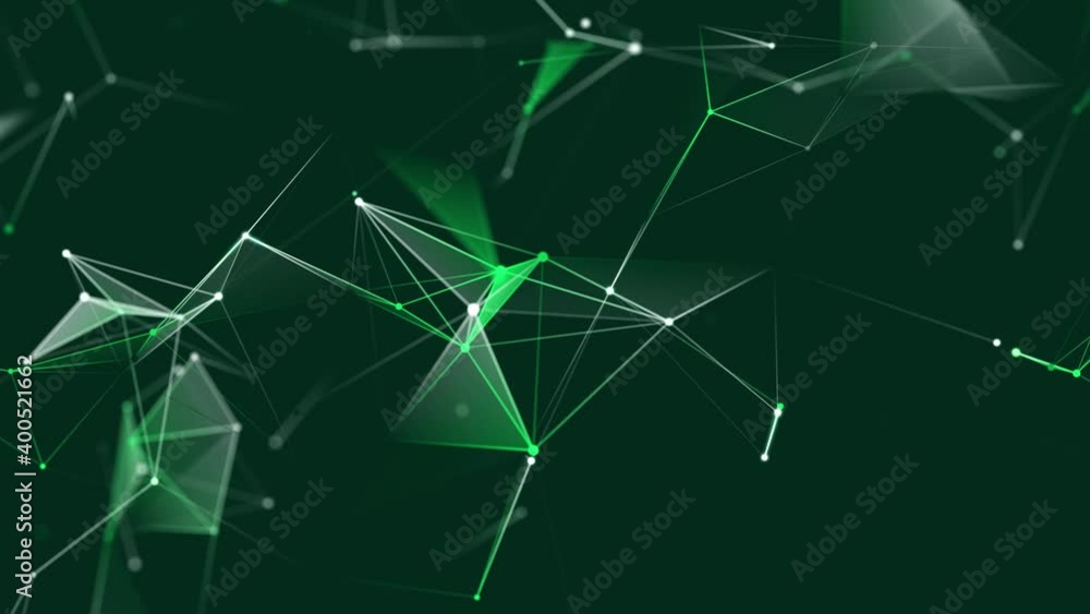Poster Abstract digital connection moving dots and lines. Technology background. Network connection structure. Plexus effect. 3d Seamless loop. 4K