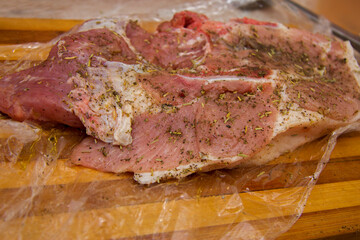 Raw big fresh piece of steack on the cooking board