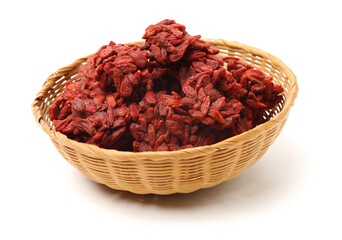 The dried fruit of medlar on white background