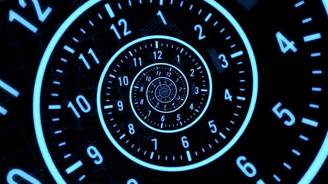 Clock face time spiral in infinity