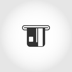 Insert credit card to ATM isolated vector icon. business design element
