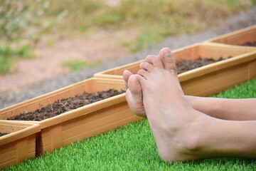 Wife's feet are relaxing.by bangkok