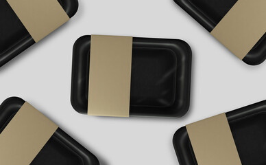 Plastic Tray Vacuum Food Mockup 3d rendering