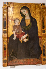 Obraz premium mother of god of Alaro, 14th century, tempera on panel, parish church of Sant Bartomeu, Alaro, Mallorca, Balearic Islands, Spain