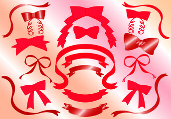 赤ピンクグラデーションのリボンギフトセット