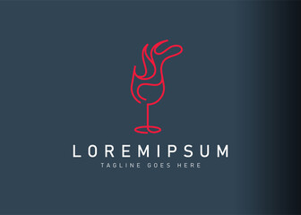 Glass splash of wine logo design. Icon vector illustration of glass of Wine with splash. Modern logo design with line art style.