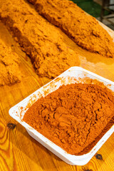 spiced with sweet paprika, traditional slaughter of the Mallorcan black pig, Mallorca, Balearic Islands, Spain
