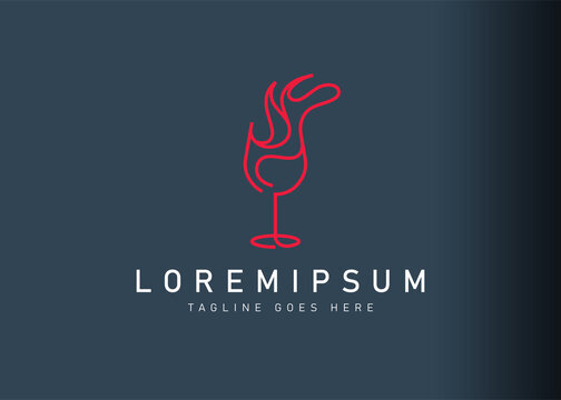 Glass splash of wine logo design. Icon vector illustration of glass of Wine with splash. Modern logo design with line art style.