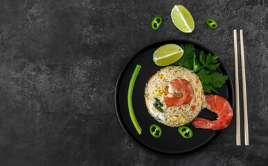 Khao Pad or Fried Rice with Shrimp