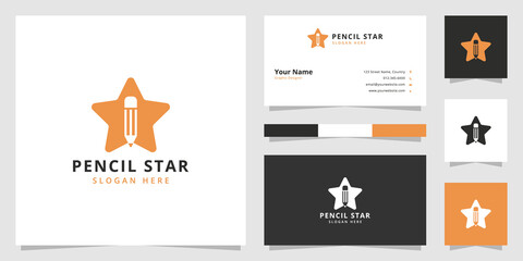 pencil star negative space logo design