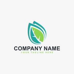 Green leaf logo design vector. Natural eco icon symbol.