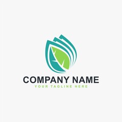 Fototapeta premium Green leaf logo design vector. Natural eco icon symbol.