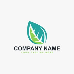 Green leaf logo design vector. Natural eco icon symbol.