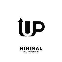 up cup simple letter monogram with abstract coffee cup and up arrow luxury logo design isolated background