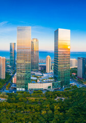 Obraz premium Scenery of urban CBD in Xiamen City, Fujian Province, China