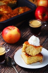 Freshly cooked apple pie with whipped creme