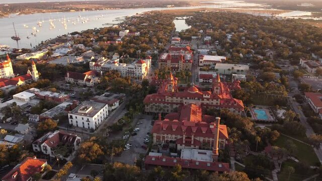 Aerial video Flagler College St Augustine FL USA