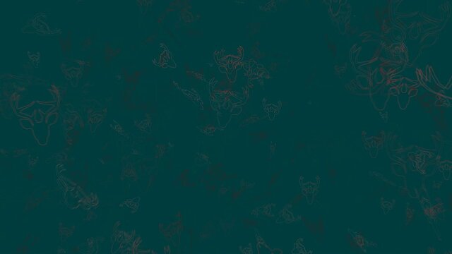 Sagome di renna disegno su sfondo verde scuro.