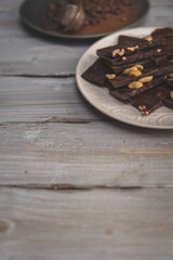 chocolate on wooden table