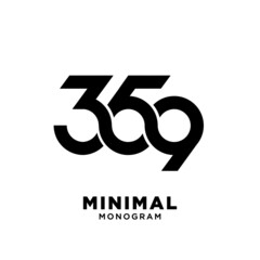 minimal initial number 359 simple template vector design isolated background