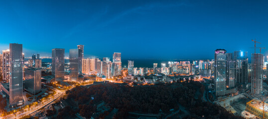 Naklejka premium Night view of Xiamen City, Fujian Province, China