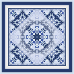 Creative trendy color abstract geometric pattern in blue, vector seamless, can be used for printing onto fabric, interior, design, textile. Home decor, interior design, cloth design.