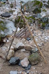 DIY smoker for cooking food. Camping.