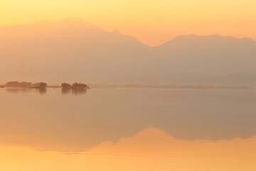 beautiful sunset over the lake