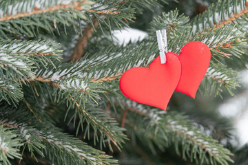 Decorative heart shape ornament Valentines in a Christmas tree A
