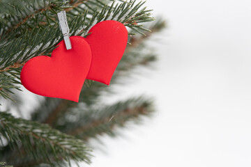 Decorative heart shape ornament Valentines in a Christmas tree A