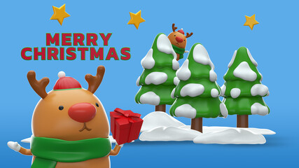 Merry Christmas 3D rendering Mockup Design