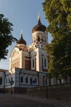 Alexander Nevsky Cathedral. Summer sunset time.