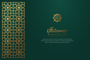 Islamic Arabic Style Golden Ornamental Frame Border Background	