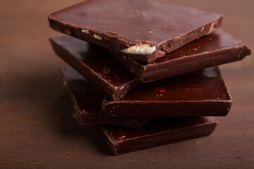 Pieces of dark chocolate