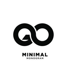 minimal initial letter go single line simple vector design isolated background
