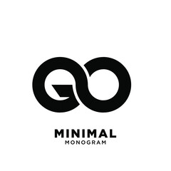 minimal initial letter go single line simple vector design isolated background