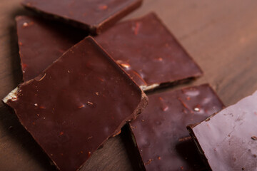 Pieces of dark chocolate
