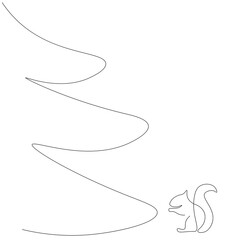 Christmas background with tree and squirrels vector illustration