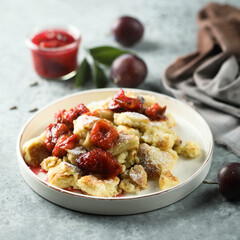 Traditional Austrian pancake with plum jam