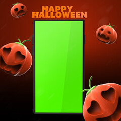 Mockup Halloween smartphone design 3D Rendering