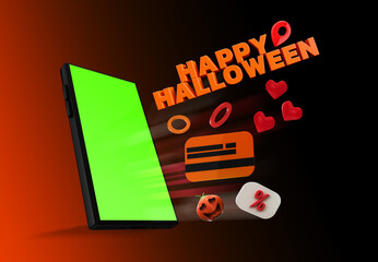 Mockup Halloween smartphone design 3D Rendering