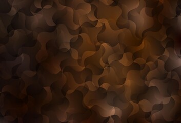 Dark Brown vector background with curved lines.
