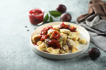 Traditional Austrian pancake with plum jam