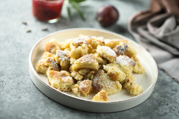 Traditional Austrian pancake with plum jam