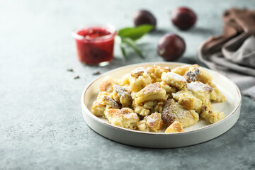 Traditional Austrian pancake with plum jam