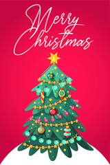 Merry christmas poster,greeting cards, banner, print ready file cmyk 300 dpi, flat design - vector