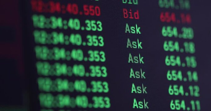 Shallow depth of field footage with details of Ethereum cryptocurrency transactions on a digital screen.